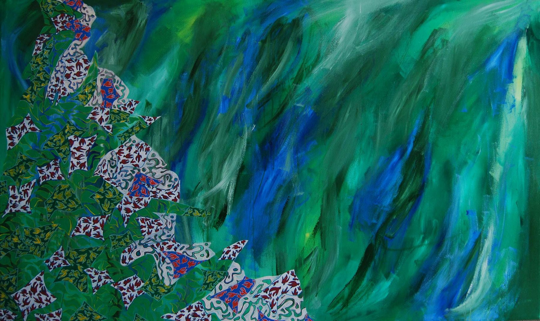 Spring Fajr Landscape (2008) acrylic on canvas, 0.91H x 1.52W meters