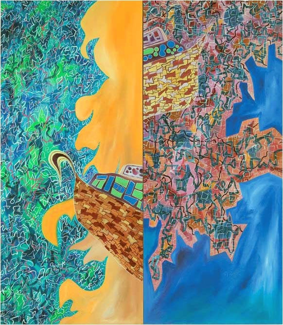 The Flood (2007) oil on canvas (2 panels) 1.37H x 1.22W meters