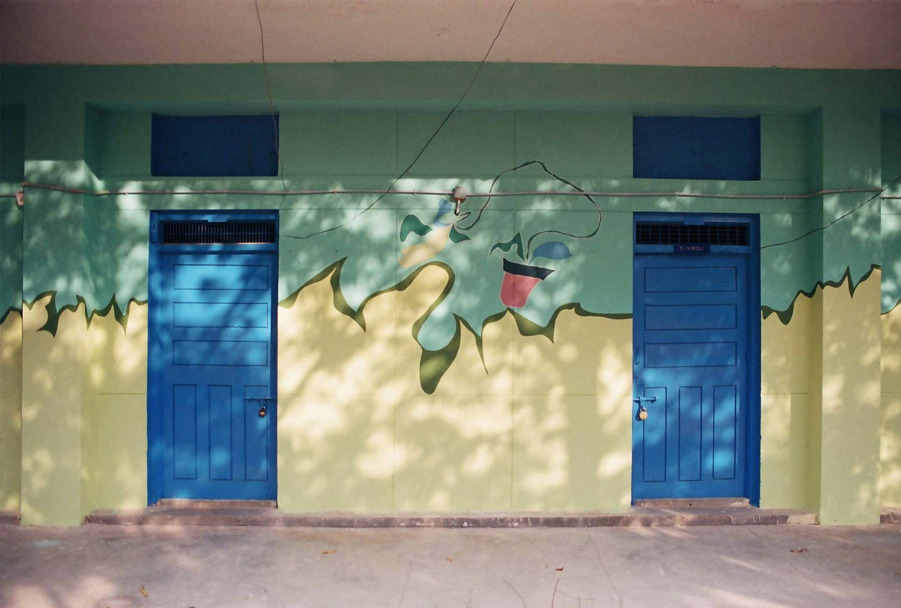 Potted Plants (2005) S.N. School of Fine Arts, University of Hyderabad, series of 9 walls each 3.5H x 5.8W meters, Hyderabad (India)