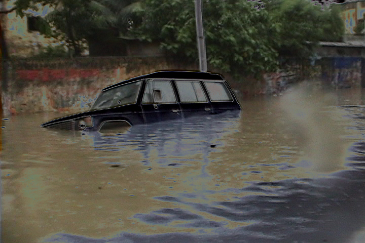 Flood in the Sky (Dhaka 5) (2005) photographic mixed media, 0.60H x 0.91W meters