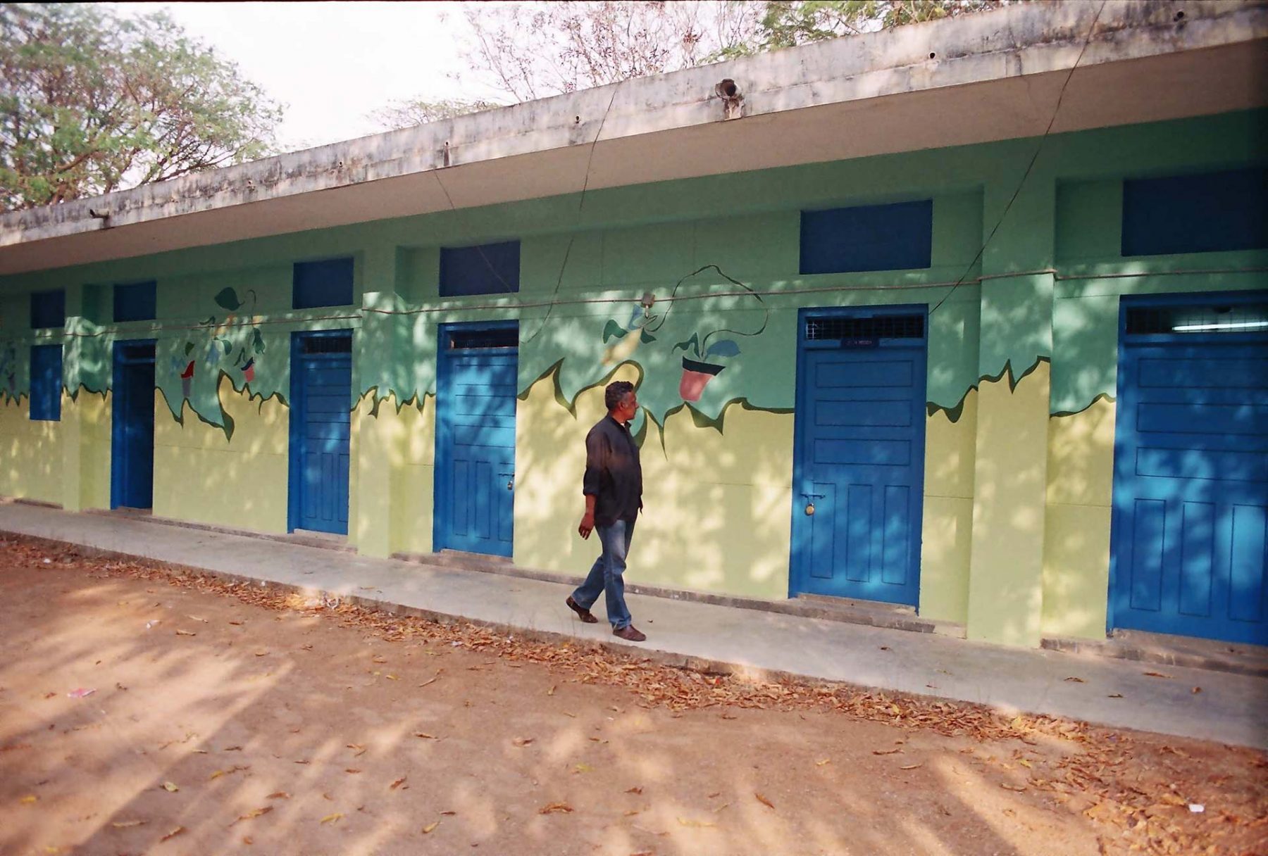 Potted Plants (2005) S.N. School of Fine Arts, University of Hyderabad, series of 9 walls each 3.5H x 5.8W meters, Hyderabad (India)