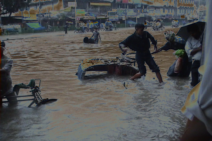 Flood in the Sky (Dhaka 13) (2005) photographic mixed media, 0.60H x 0.91W meters