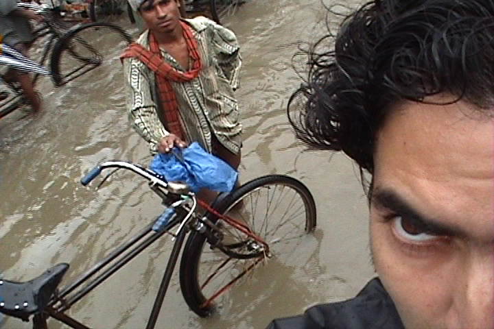 Flood in the Sky, self-portrait with cyclist (2005) photographic mixed media, 0.60H x 0.91W meters